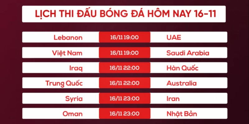 Lịch thi đấu bóng đá hôm nay lợi ích